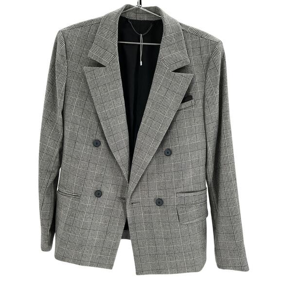 Allsaints Tailored Grey Bea Check Blazer Size 6 - Picture 2 of 4